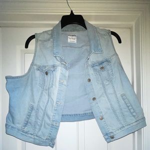 Old Navy crop + sleeveless jean jacket
